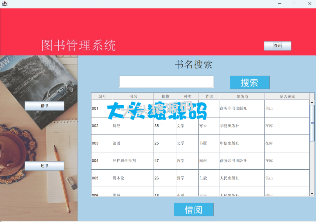 图片[8]-基于JavaSwing的图书管理系统-大头猿源码